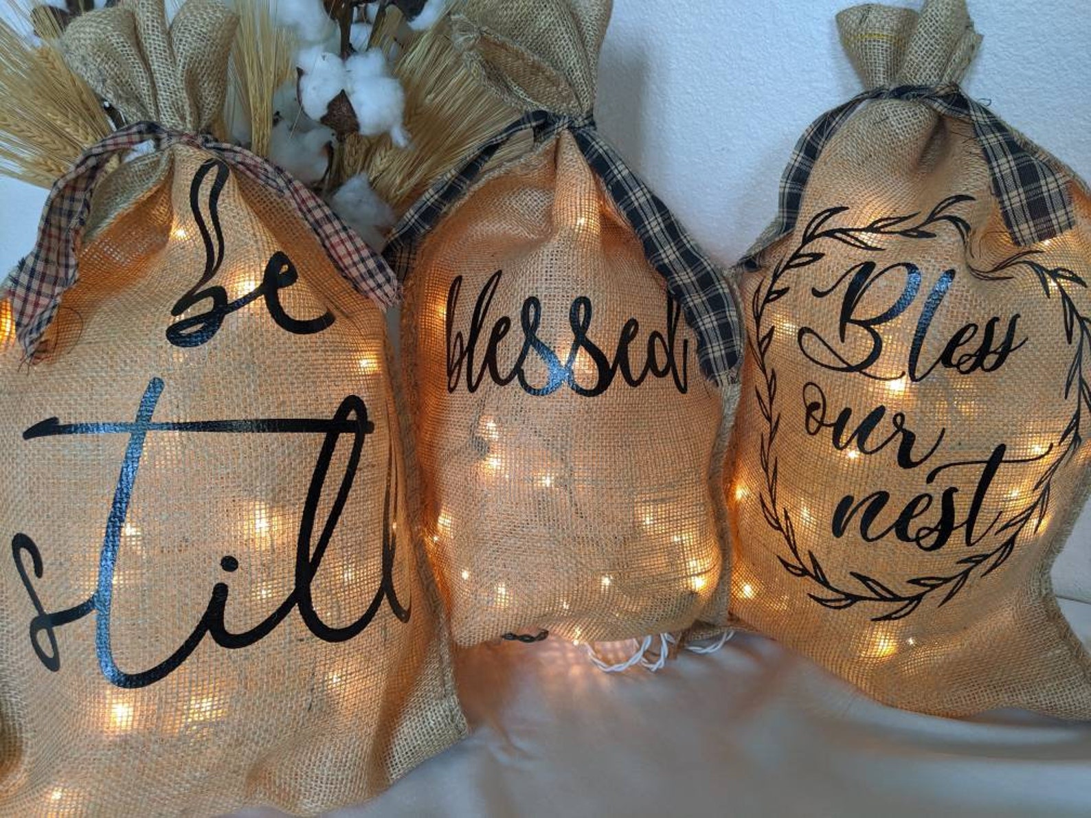 Lighted Burlap Bag Etsy