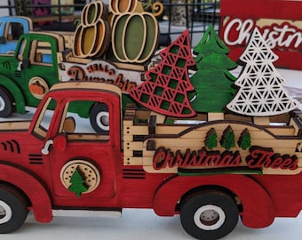 Christmas tree farm tiered truck decor