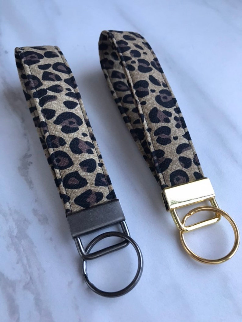 Cheetah Keychain Leopard Print Key Fob Key Chain Wristlet Etsy