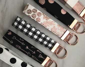 Rose Gold Key Fob Rose Gold Keychain Wristlet