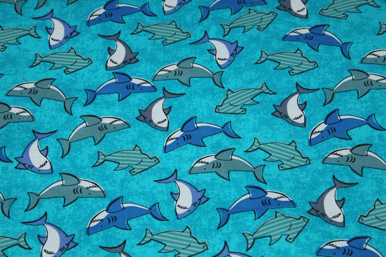 NOTE: More available Youth Print Fabric See Description Below Shark Print Fabric Beautiful Blue Shark Print Fabric sold By The Yard