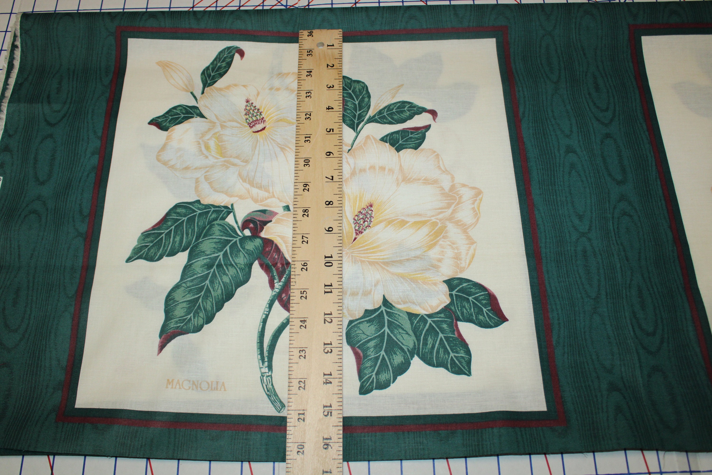 Magnolia Fabric Panel Magnolia Pillow Panel Block Print Etsy