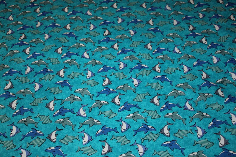 NOTE: More available Youth Print Fabric See Description Below Shark Print Fabric Beautiful Blue Shark Print Fabric sold By The Yard