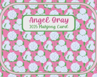 Mahjong Card Sticker—Pink Hydrangeas