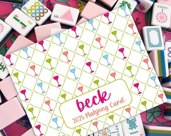 Martinis & Mahj Personalized Mahjong Card Cover Sticker—