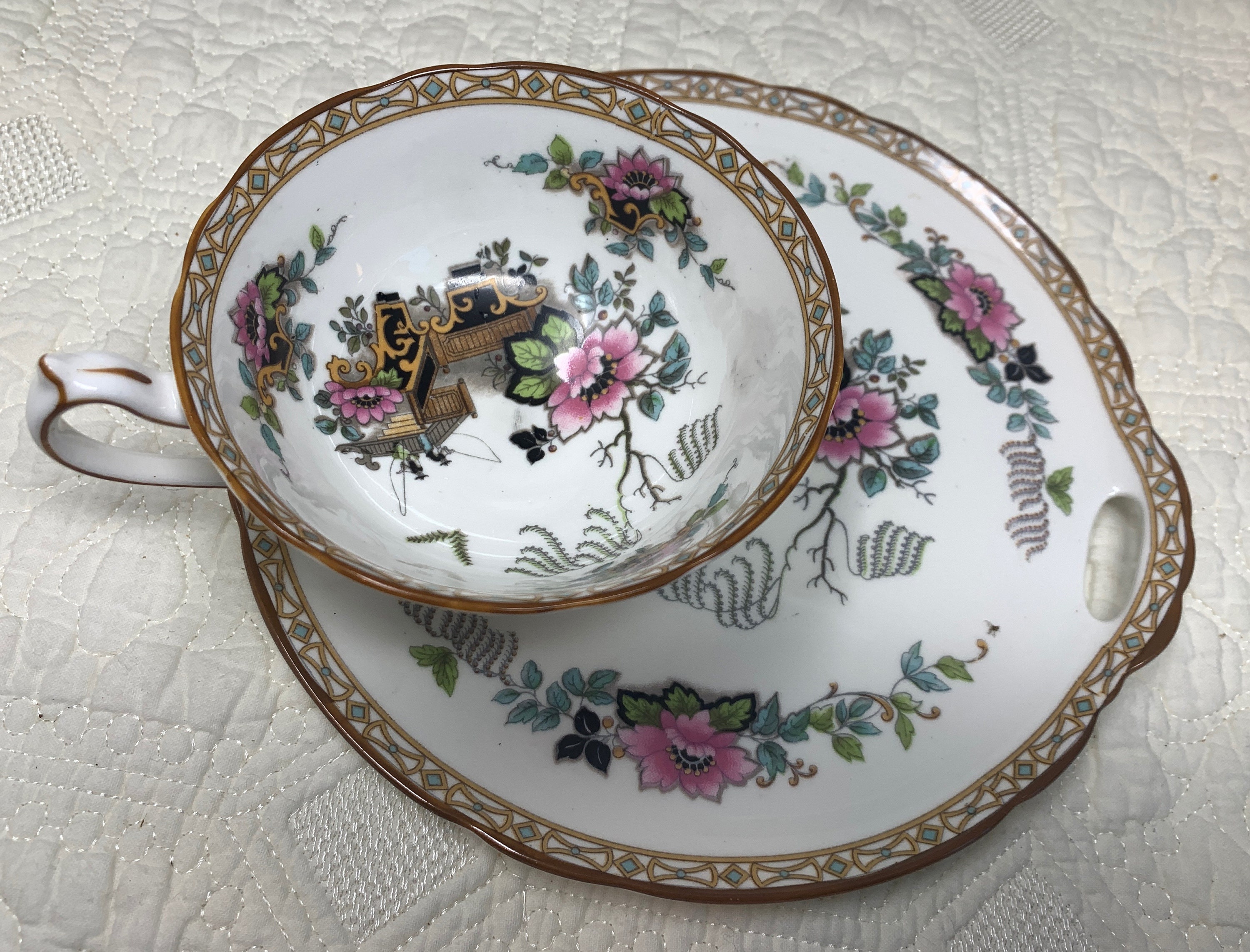 Vintage Paragon Porcelain Miniature Tea time Plate Floral Design Home