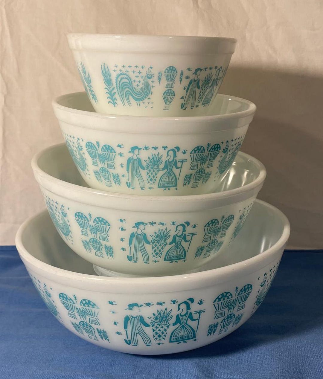 Amish Butterprint Turquoise, Pattern Pyrex Mixing Nesting Bowls,aka ...