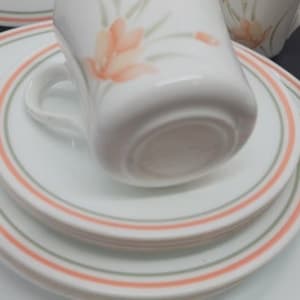 Peach Floral REPLACEMENT Corelle Vintage (1987-1991) Corelle  Retro Dinnerware Made in USA, Corelle by Corning, EVC