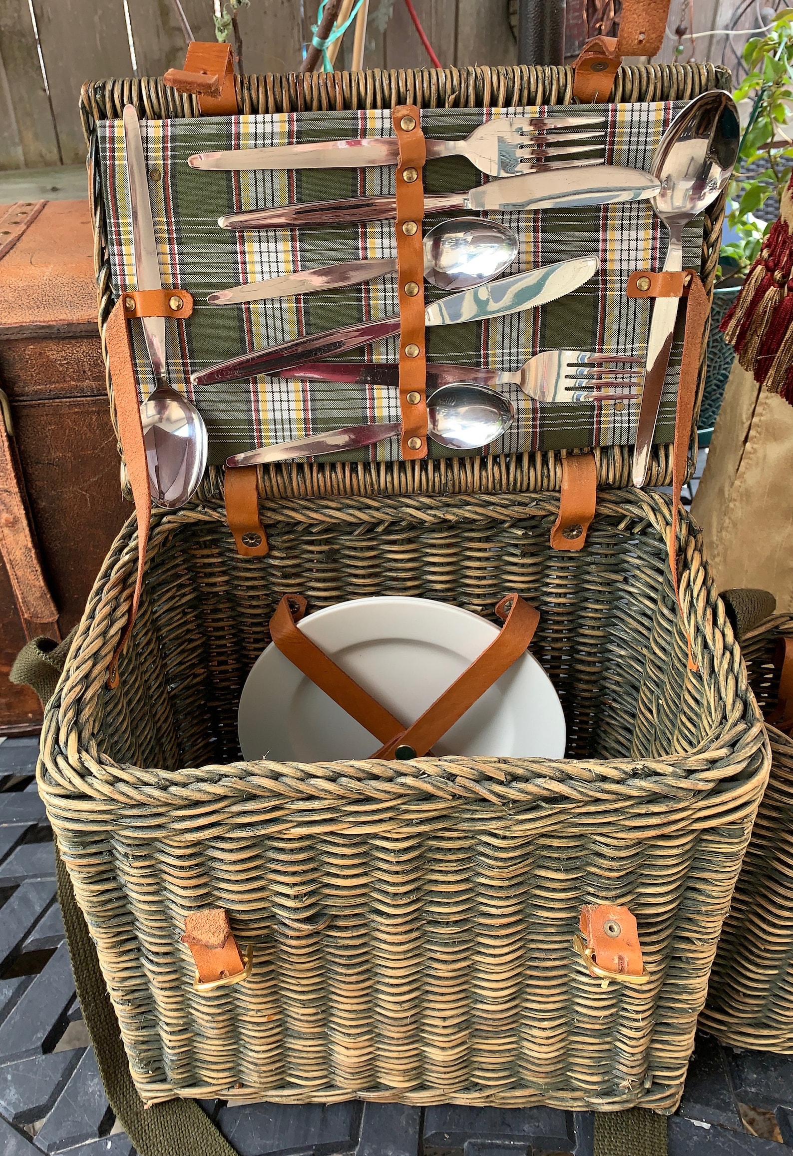 Picnic Basket For Two WINE HOLDER Summer Time Escape Etsy