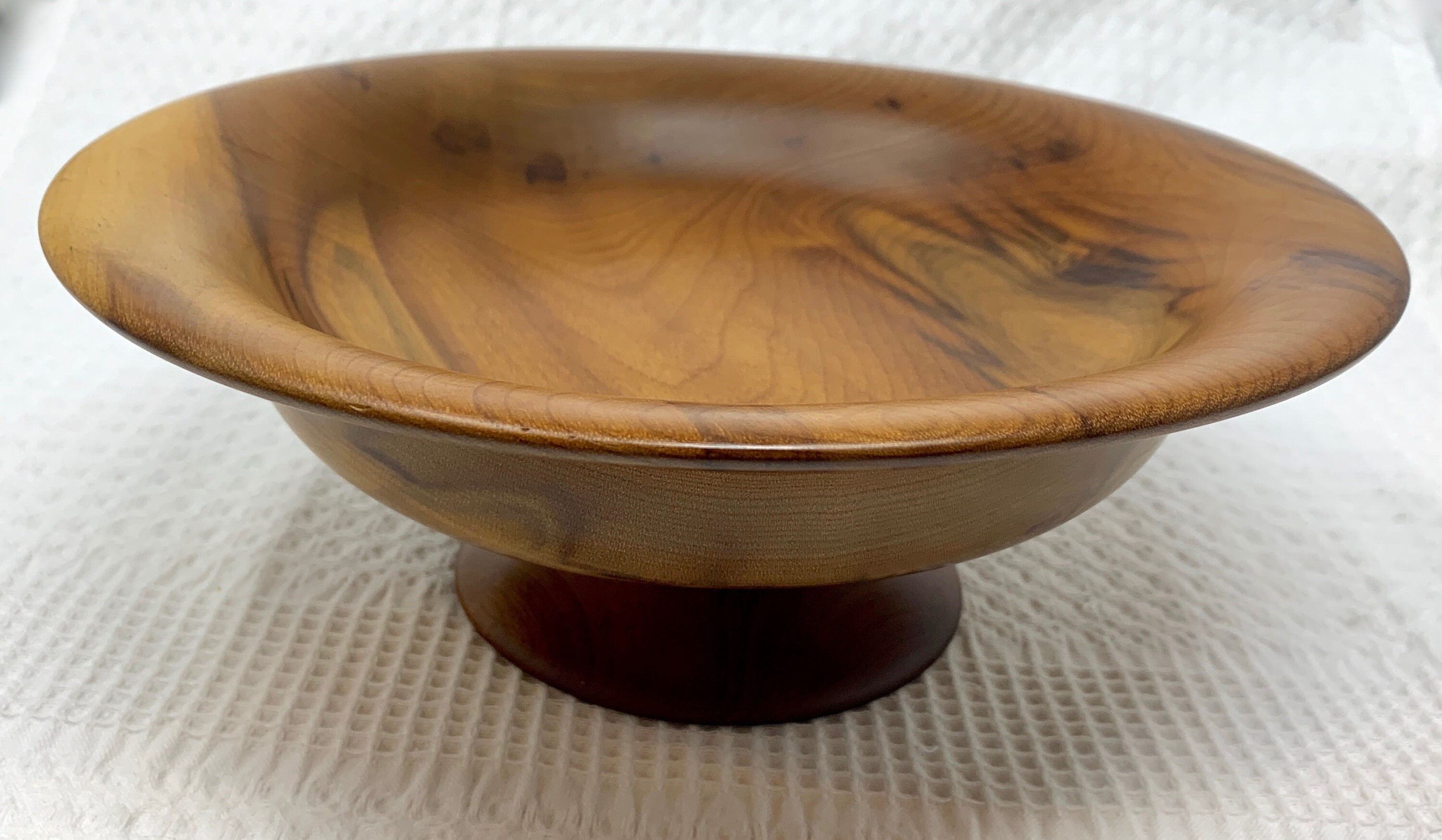 Hand Turned Myrtlewood Pedestal Bowl Medium Tone Etsy