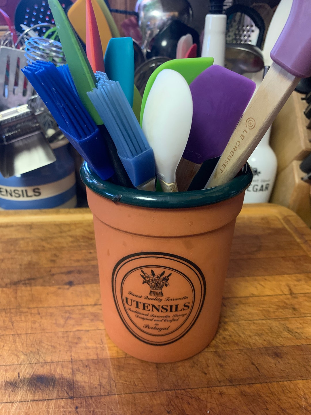 Vintage Himark Terracotta Utensil Holder Canister Designed and Crafted