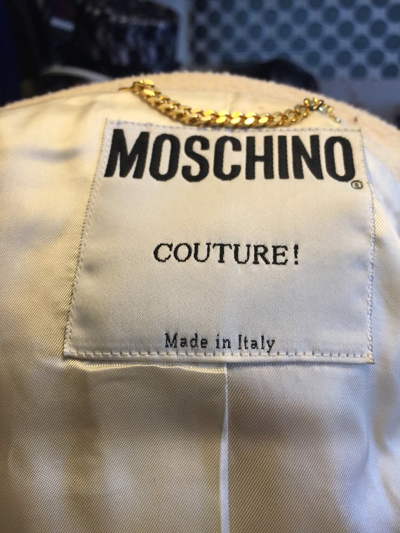 Moschino Couture! Vintage 90s Cream Boucle Skirt … - image 4