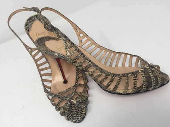 Christian Louboutin Vero Cuoio Made in Italy Peep Toe Slingback Strappy Sandals Size US 9.5 EU 39.5