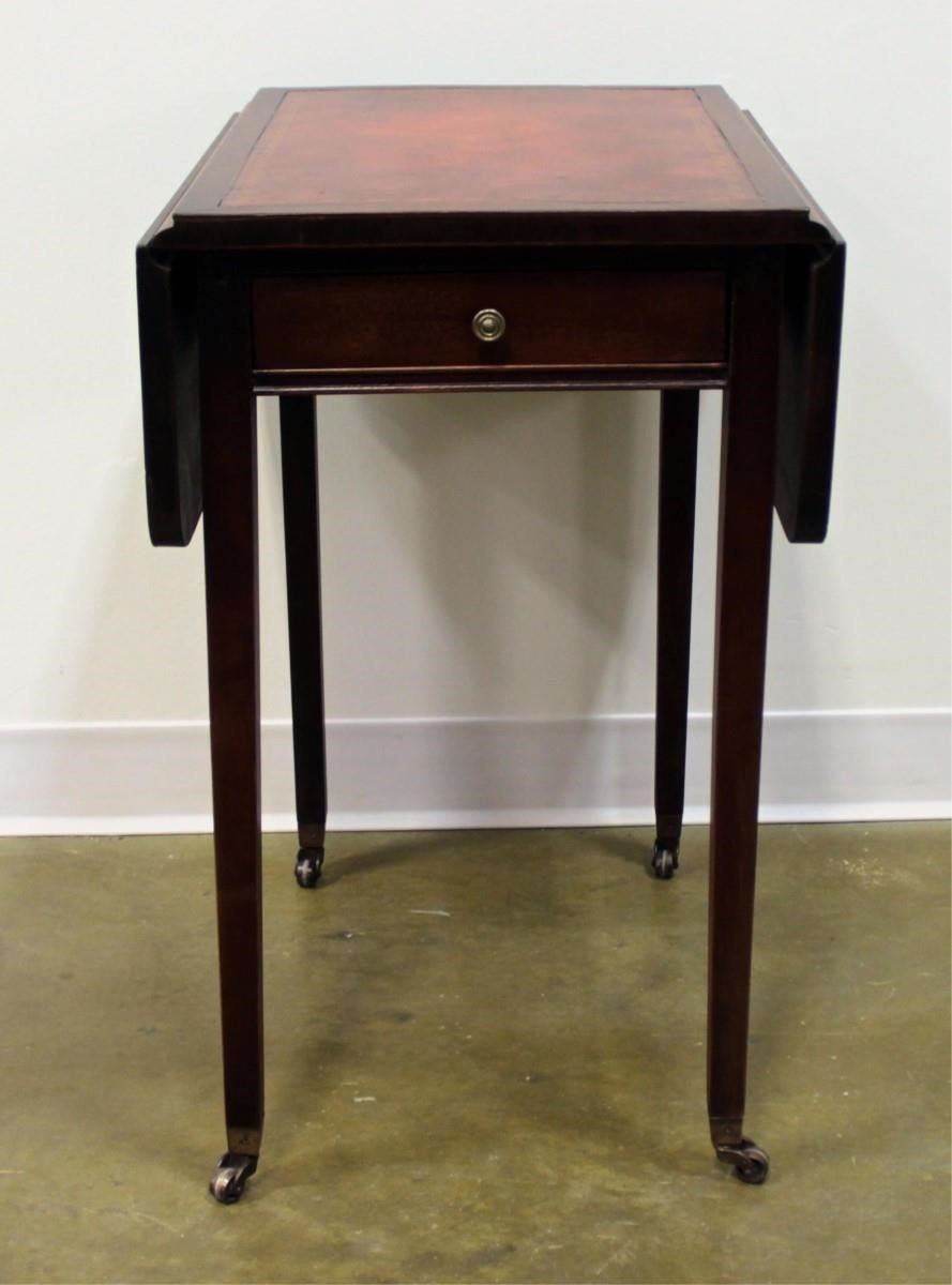 Drop Leaf Ferguson Brothers End Side Accent Table Gold Tooled Etsy Canada