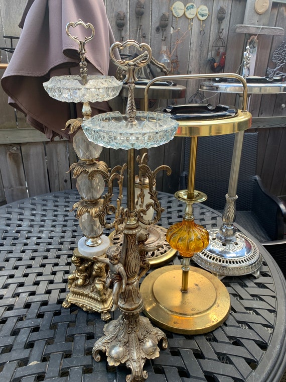 Hollywood Regency Antique Ornate Ashtray Cum Vide Poche, Cherubs