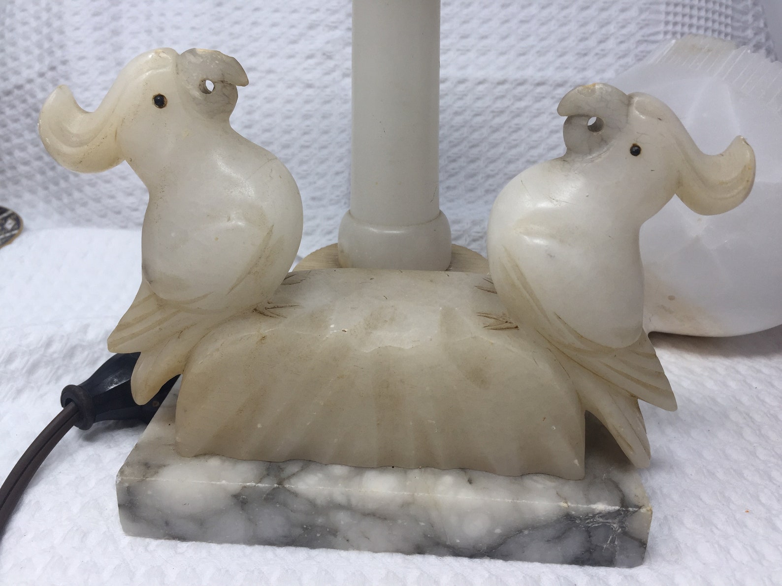 Alabaster Cockatiel Lamp European Art Deco Hand Carved Etsy