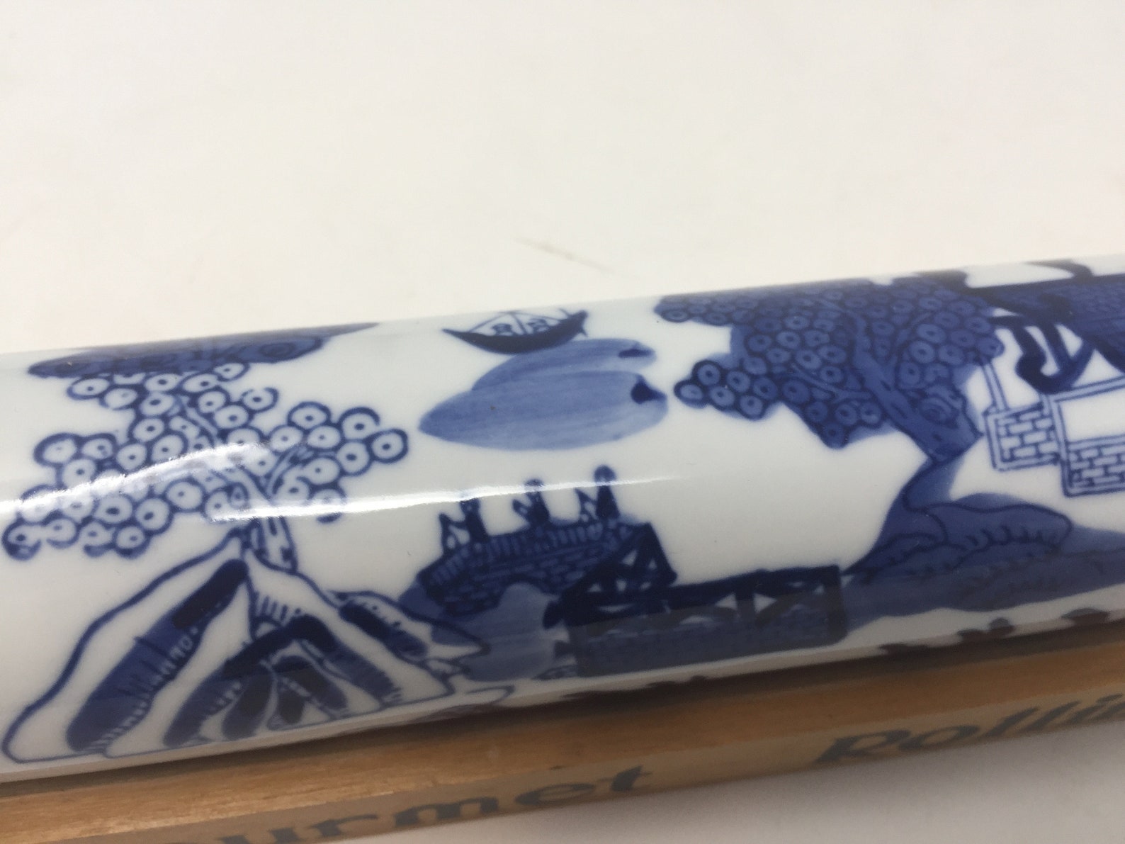 Vintage Wood and Ceramic Blue Willow Rolling Pin Etsy