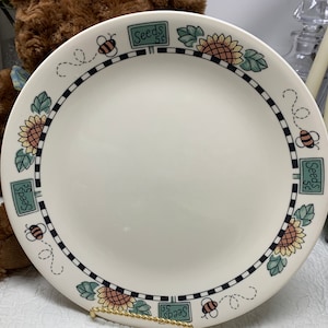 Corelle Sunblossoms by Corning  Features Black & White Checkered Border Around Sunflowers, Circa 2000s SOLD SEPARATELY See VARIATIONS