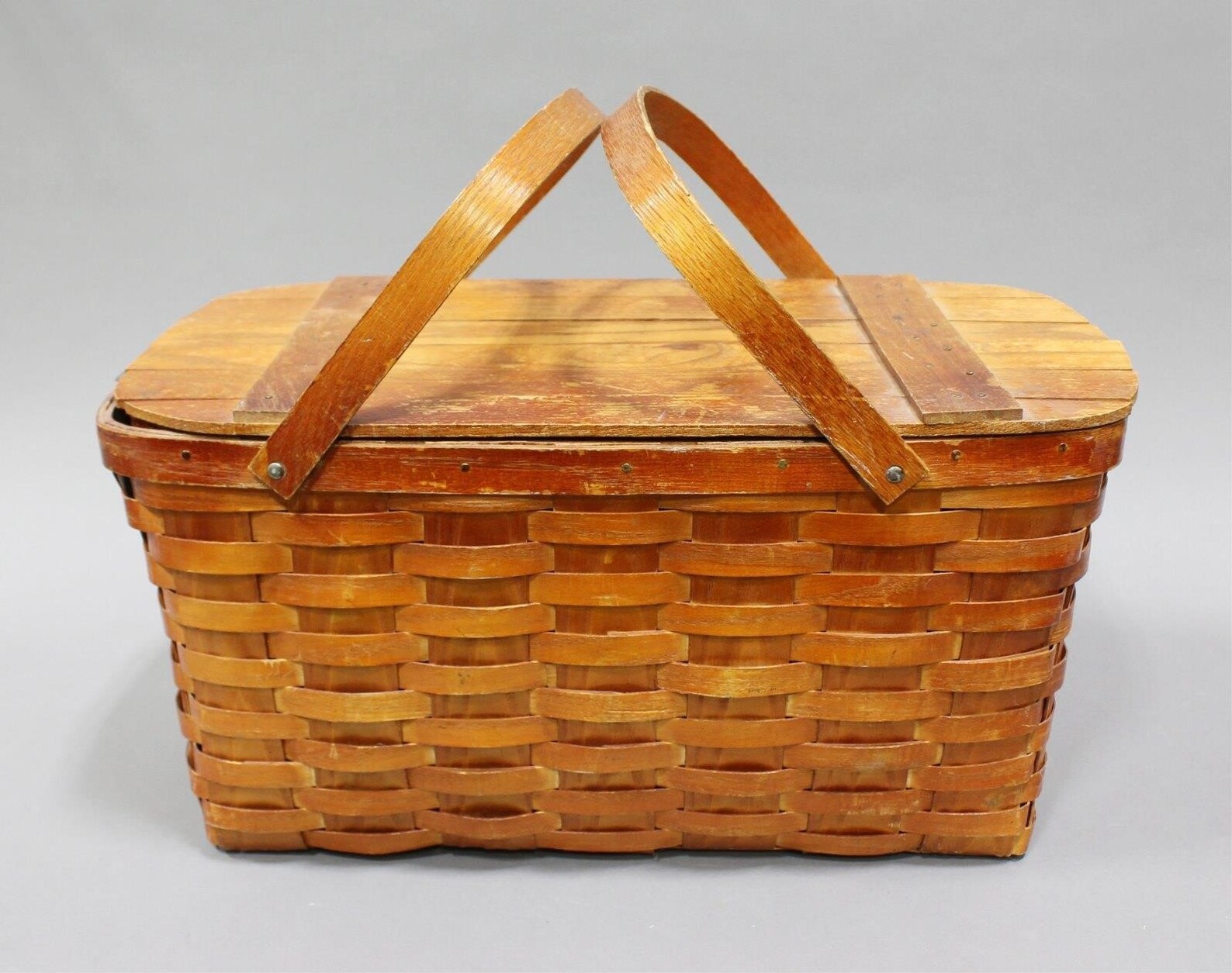Vintage 1940s Wovnpicnic Basket by Jerywil Woven Oak Wood Etsy UK