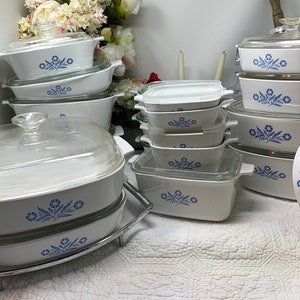 Corning Ware Cornflower Blue Vintage (Choice), Iconic Classic Blue Simple Floral On White Design,SOLD SEPARATELY See VARIATIONS