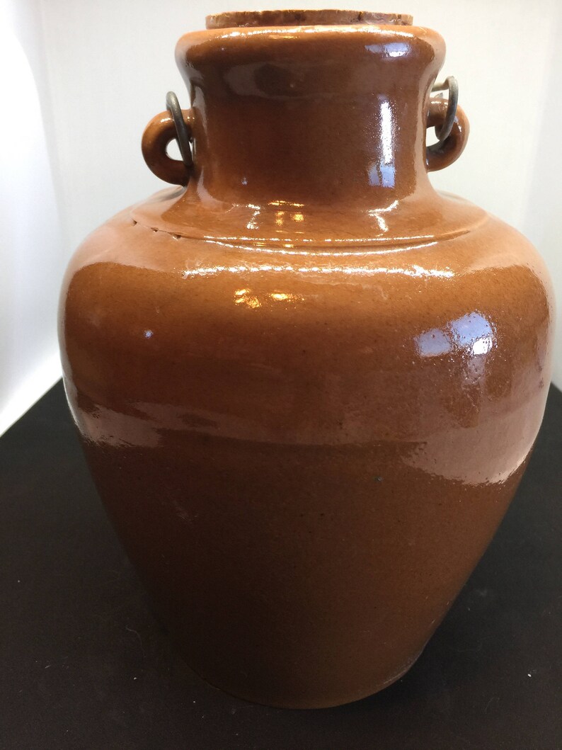 Antique Vintage Stoneware Crock Brown Ceramic With Spout & Etsy