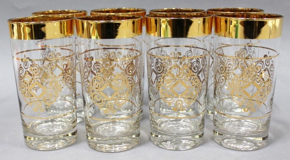 Vintage Gold Rimmed Glassware Heavy Bottomed Tumbler High - Gold Rim Glassware Vintage Vintage Gold Rimmed Glassware Heavy Bottomed Tumbler High - Gold Rim Glassware Vintage