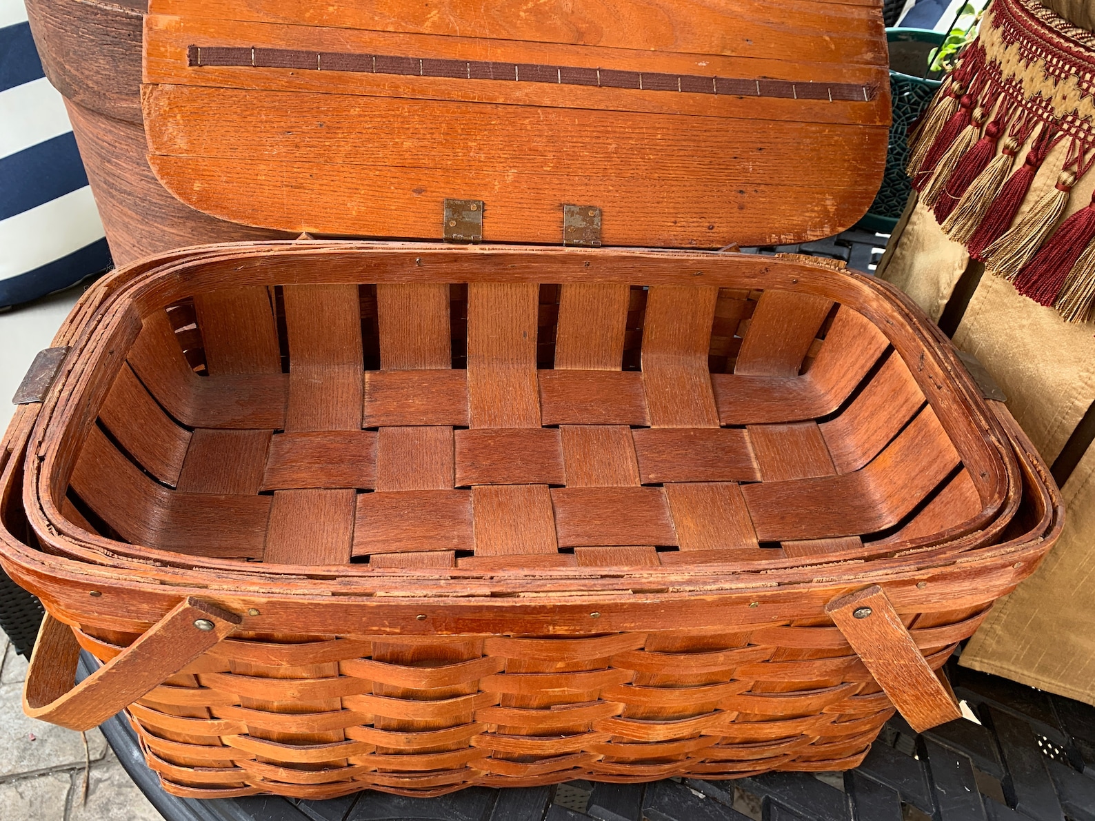 Vintage 1940s Wovnpicnic Basket by Jerywil Woven Oak Wood Etsy