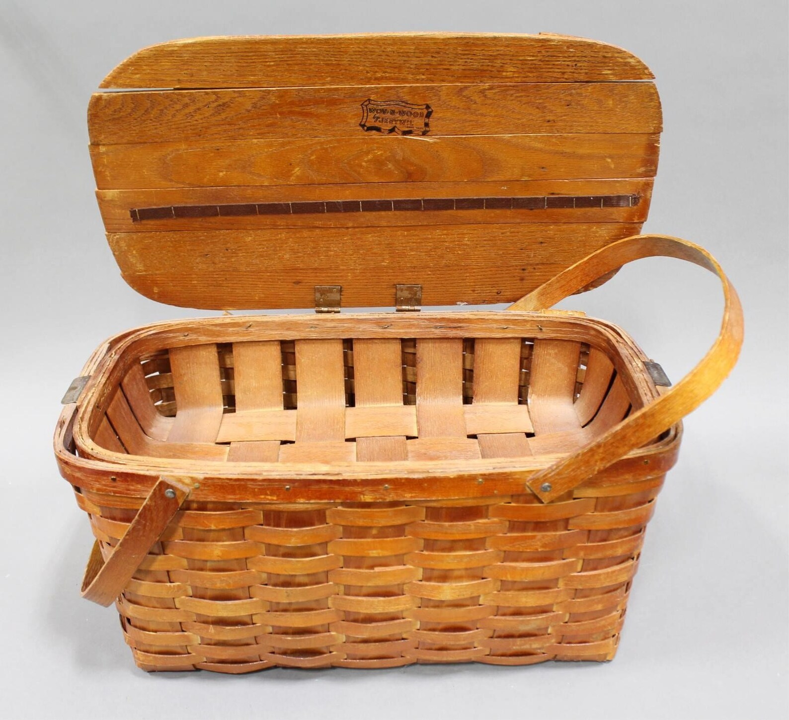 Vintage 1940s Wovnpicnic Basket by Jerywil Woven Oak Wood Etsy UK