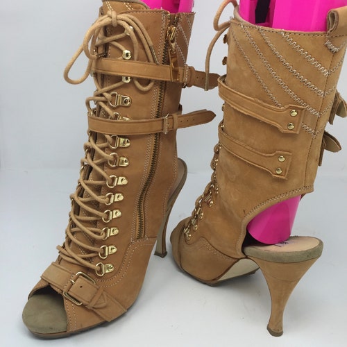 Steve Madden Vintage Lace-Up Belted Design Boot-Sandal, Cut Out Heel and buying Toe, Size 9 Sandal-Boot Circa 1998