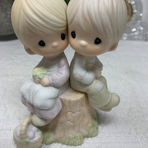 Precious Moments E1376 Figurine Statue, Thinking of You Gifts, Jonathan David Love One Another, Bisque Porcelain Figurine Cake Topper