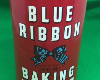 Vintage Blue Ribbon Baking Powder Tin With Lid - Collectible Tin - Etsy