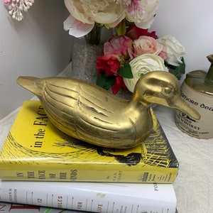 Charming Mid-Century Brass Duck ,Detail, Patina and Charm For Your Coffee Table, Den/Office Desk or Shelf