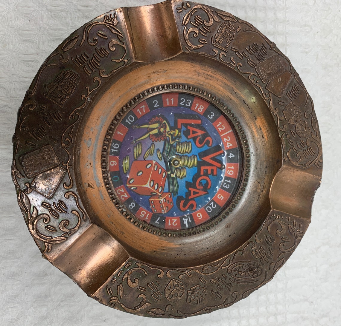 Vintage 1978 Las Vegas Roulette Wheel Copper Ashtray Souvenir Etsy Canada