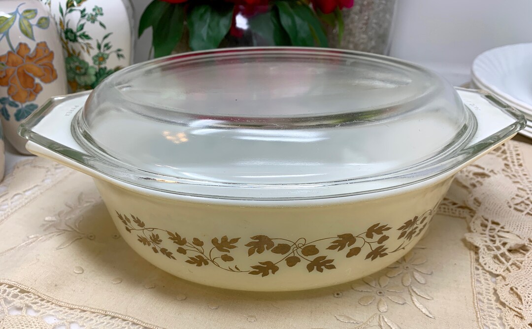 Pyrex Golden Acorn Mid Century Covered Casserole Dish With Lid, #043 ...