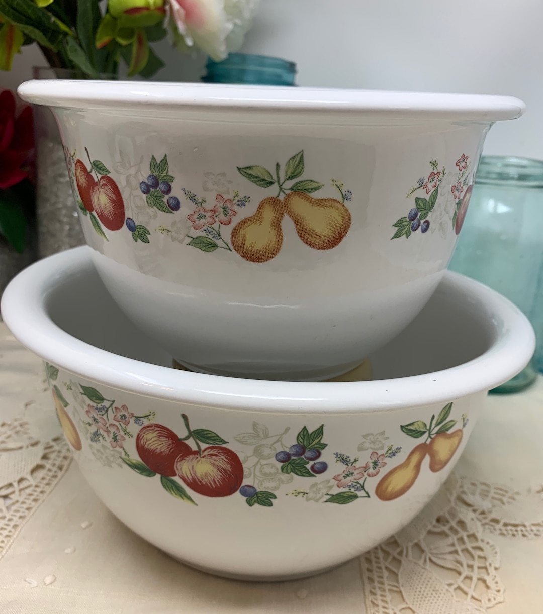 Two Chutney Nesting Bowls, Corelle Coordinates, Bake & Serve Bowls