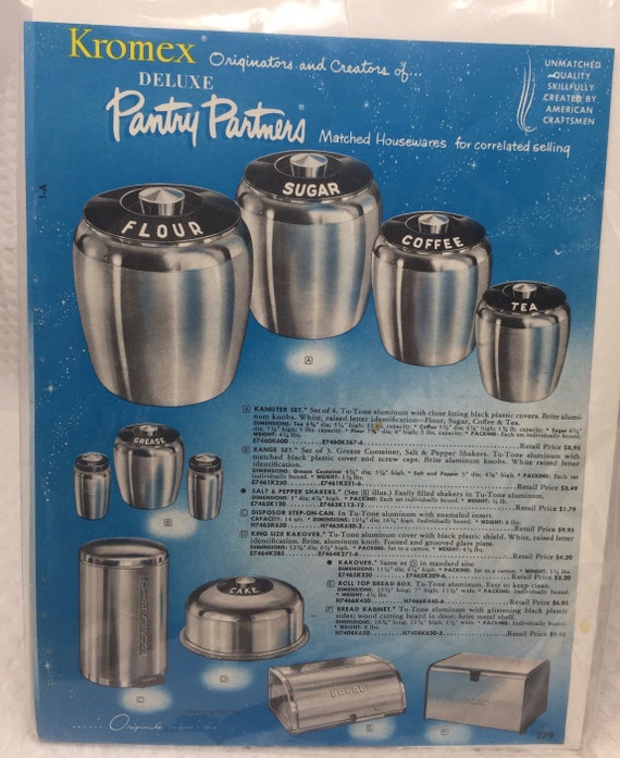 Kromex Deluxe Pantry Partnerscanisters and Lids, USA Made Spun