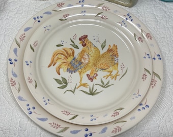 Corelle Impressions Country Morning Roosters Cream Beige Ground Corelle by Corning Rooster Dinnerware SOLD SEPARATELY See VARIATIONS