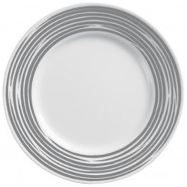 Corelle Boutique Brushed Silver, Silver Swoops White Ground, Corelle Additional or Replacement Discontinued Pattern Corelle by Corning,