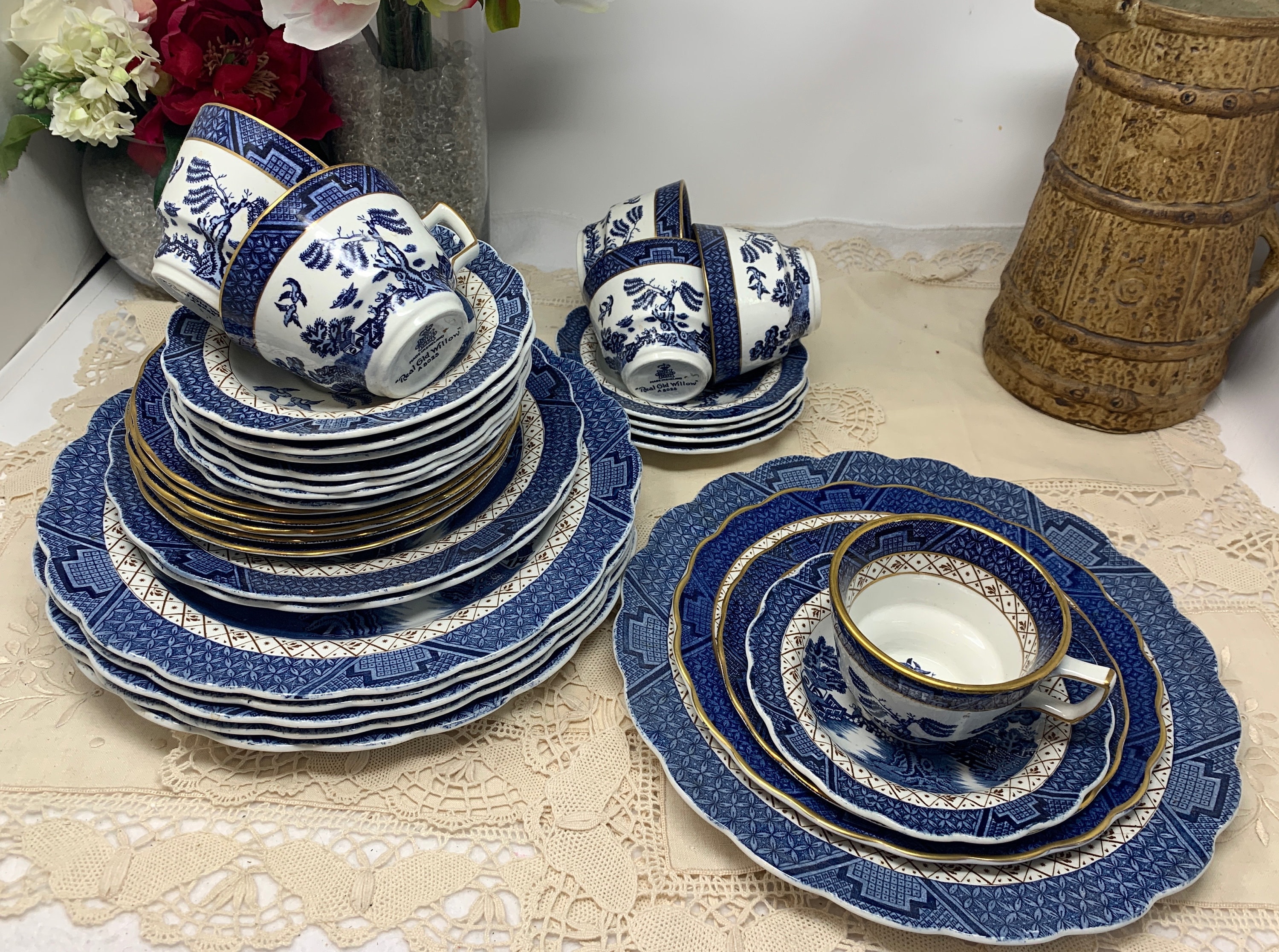 Booths Real Old Willow Blue  Opaque Silicon China,  Booth’s Real Old Willow A8025, Blue Willow Design, Circa: 1908 - 1981, Mix and Match