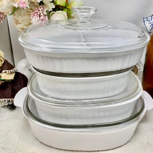CorningWare® French White Bakeware, Vintage Corning Ware, French White Casserole Dish Ovenware Bakeware, SOLD SEPARATELY See VARIATIONS