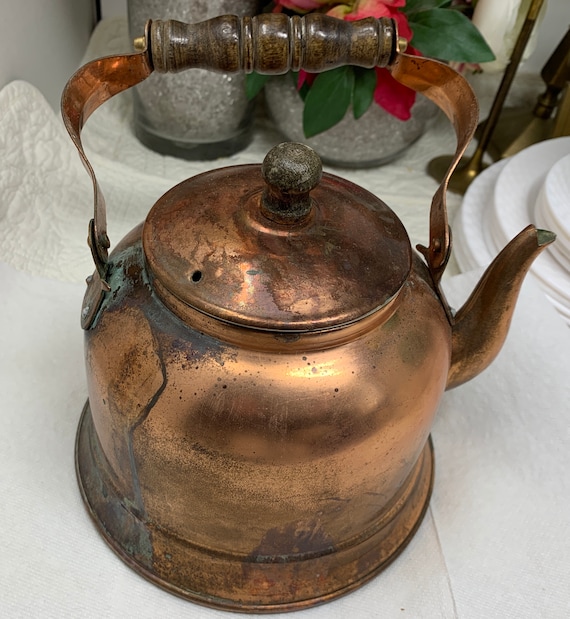 Vintage Copper Tea Kettle Rustic Primitive Tea Kettle Made 
