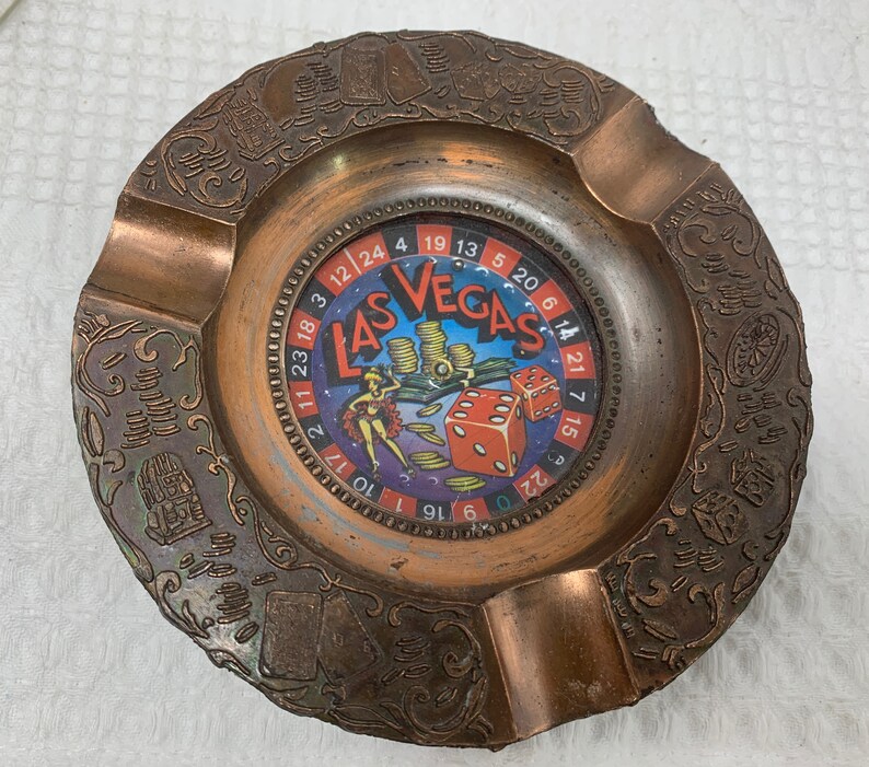 Vintage 1978 Las Vegas Roulette Wheel Copper Ashtray Souvenir Etsy Canada