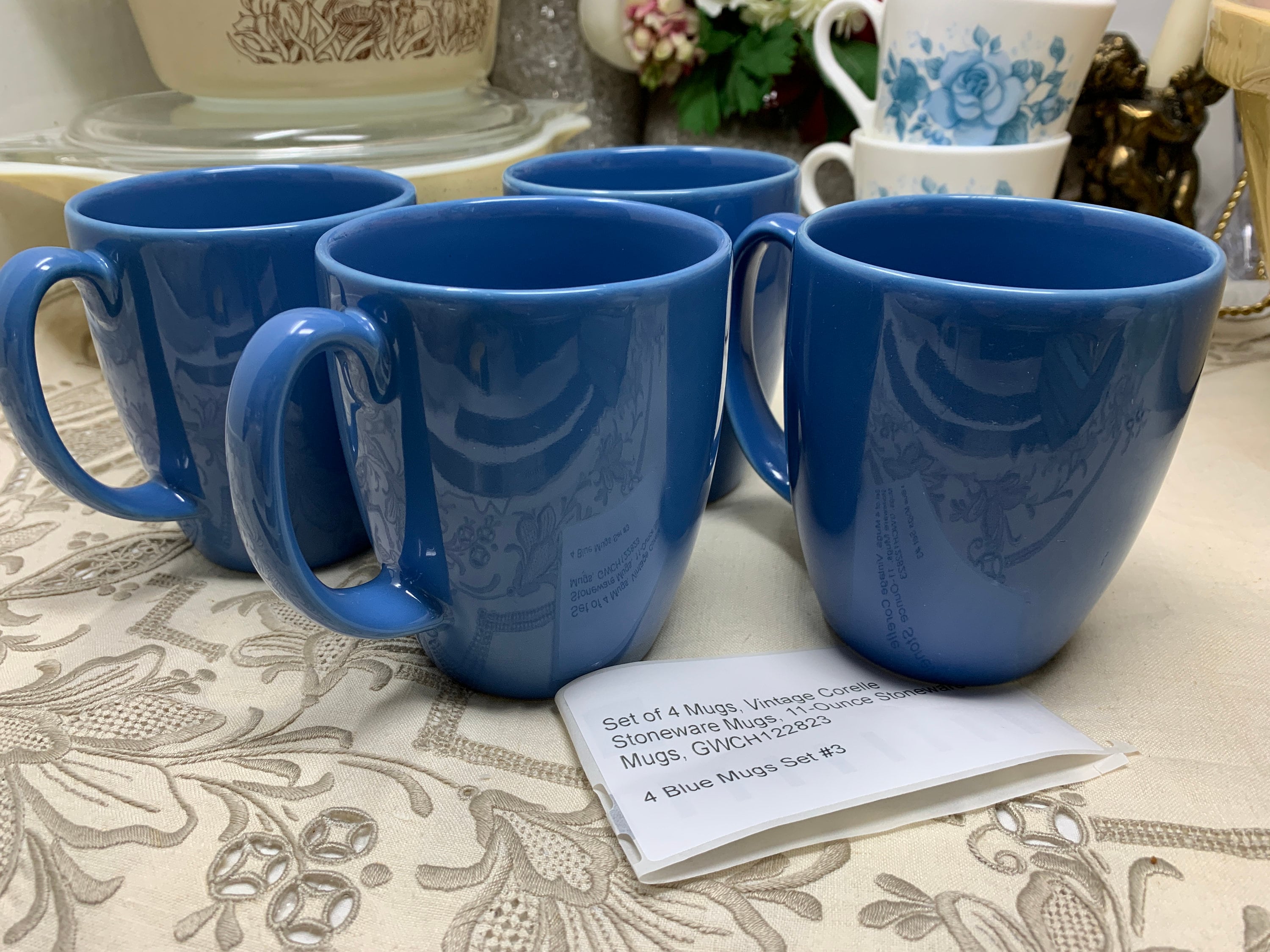 Set of 4 Mugs Vintage Corelle Stoneware Mugs 11 ounce Stoneware