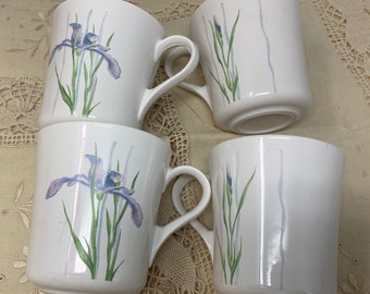 Shadow Iris Corelle Mugs, Beautiful Siberian Iris Motif Mugs, SOLD SEPARATELY See VARIATIONS