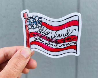 Handgezeichnete amerikanische Flagge Aufkleber, Aufkleber, Vaterland die Cut Vinyl