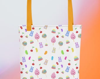 Sac fourre-tout en toile esthétique Candy, sac cadeau réutilisable pour friandises