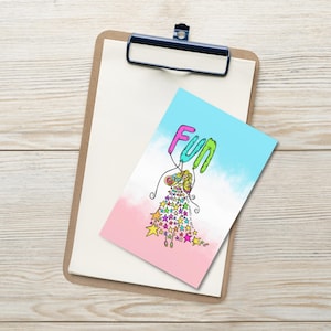 N'oubliez pas de vous amuser Carte postale standard, jolie carte postale, papeterie pour filles, carte postale d'art unique, étiquette cadeau pour elle, fournitures de courrier heureux