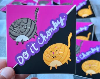 Vinylsticker Chonky Cat, grappige mollige katten, positief voor het lichaam