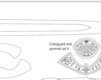 Viking sword digital reference drawing for prop making - includes extra designs