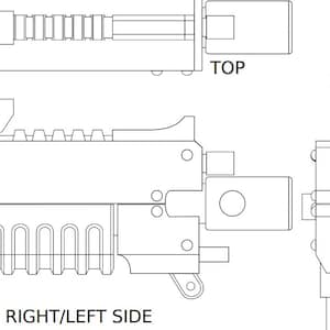 Basic Bolter Rifle (40k) digital reference drawing for prop making